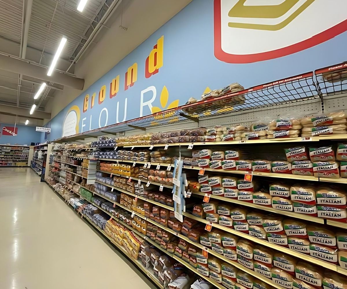 Construction crew working in a live grocery environment